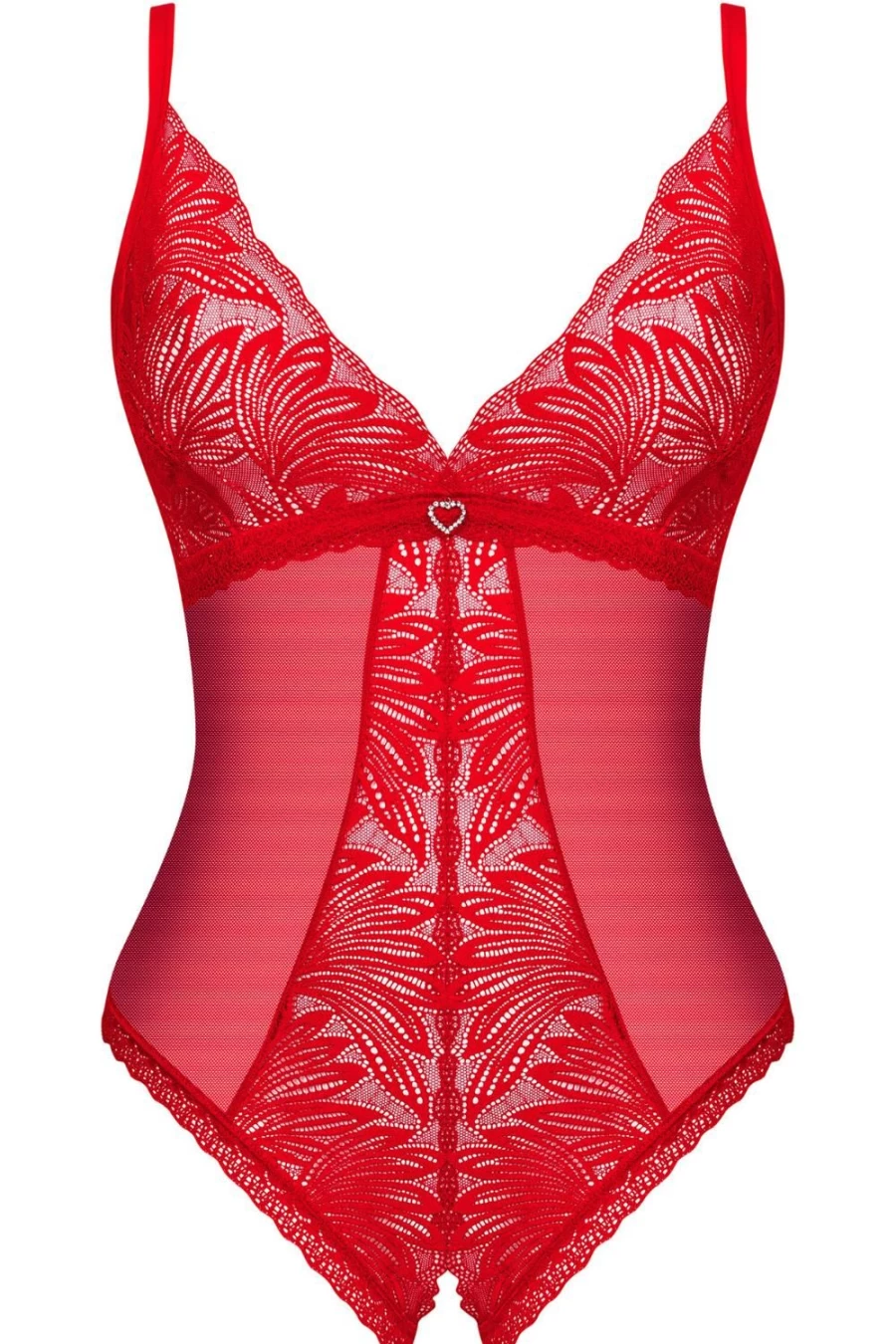 Obsessive Red Chilisa Crotchless Bodysuit - Sensual Lingerie for Women