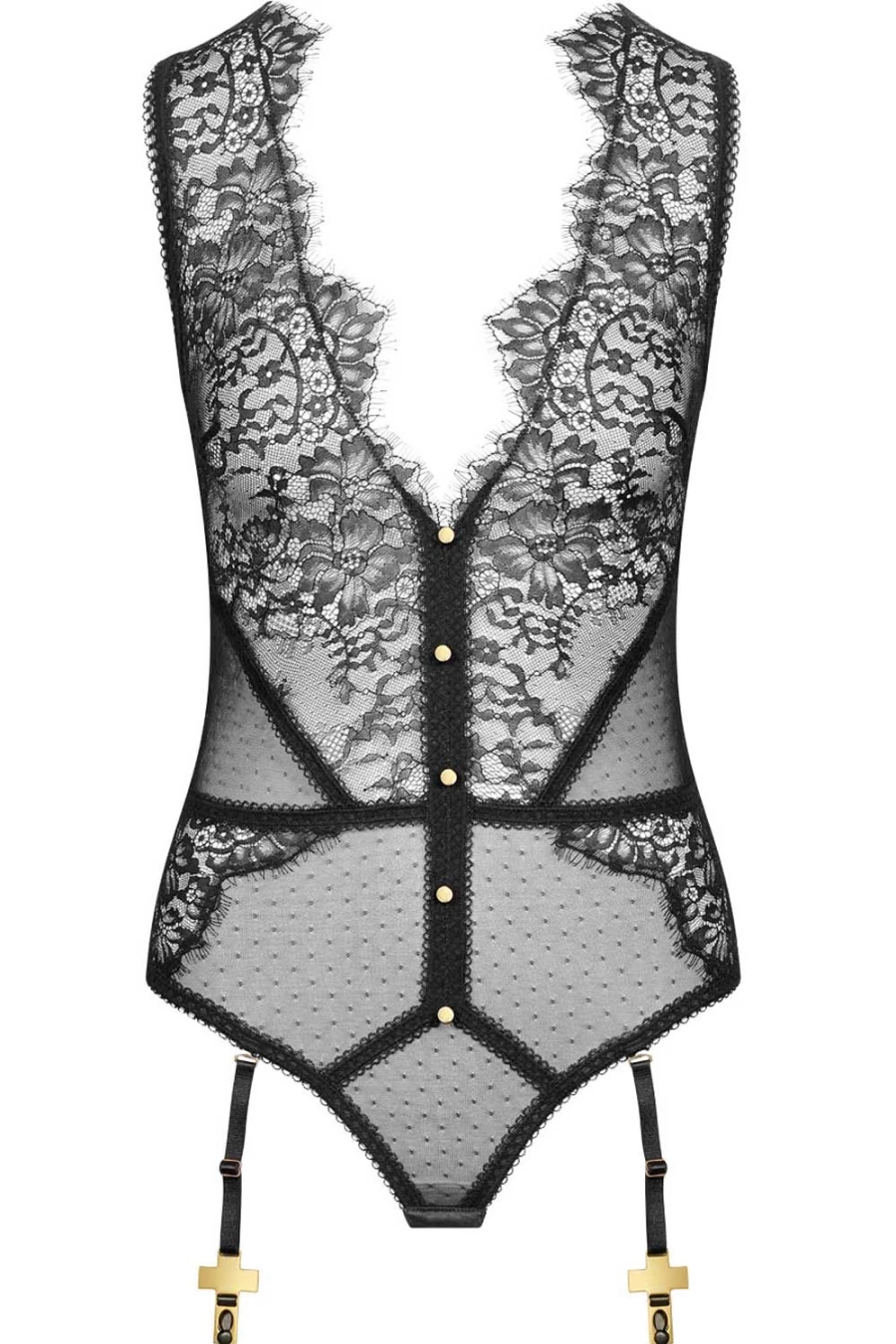 "Maison Close Black Divine Suspender Thong Lingerie - Elegant & Inspirational Design"