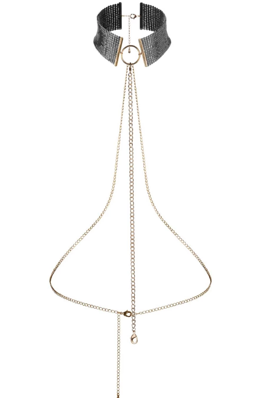 Bijoux Indiscrets Black Metallic Mesh Chain Collar - Desir Metallique Fashion Necklace