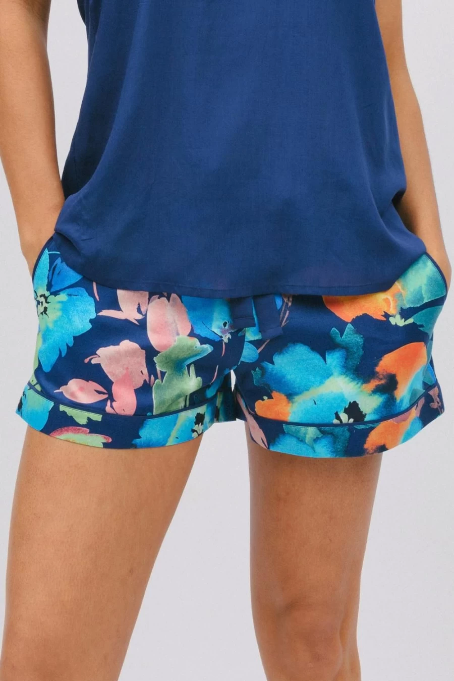 Cyberjammies Dark Blue Mix Floral Print Shorts - Bea Style Summer Comfort