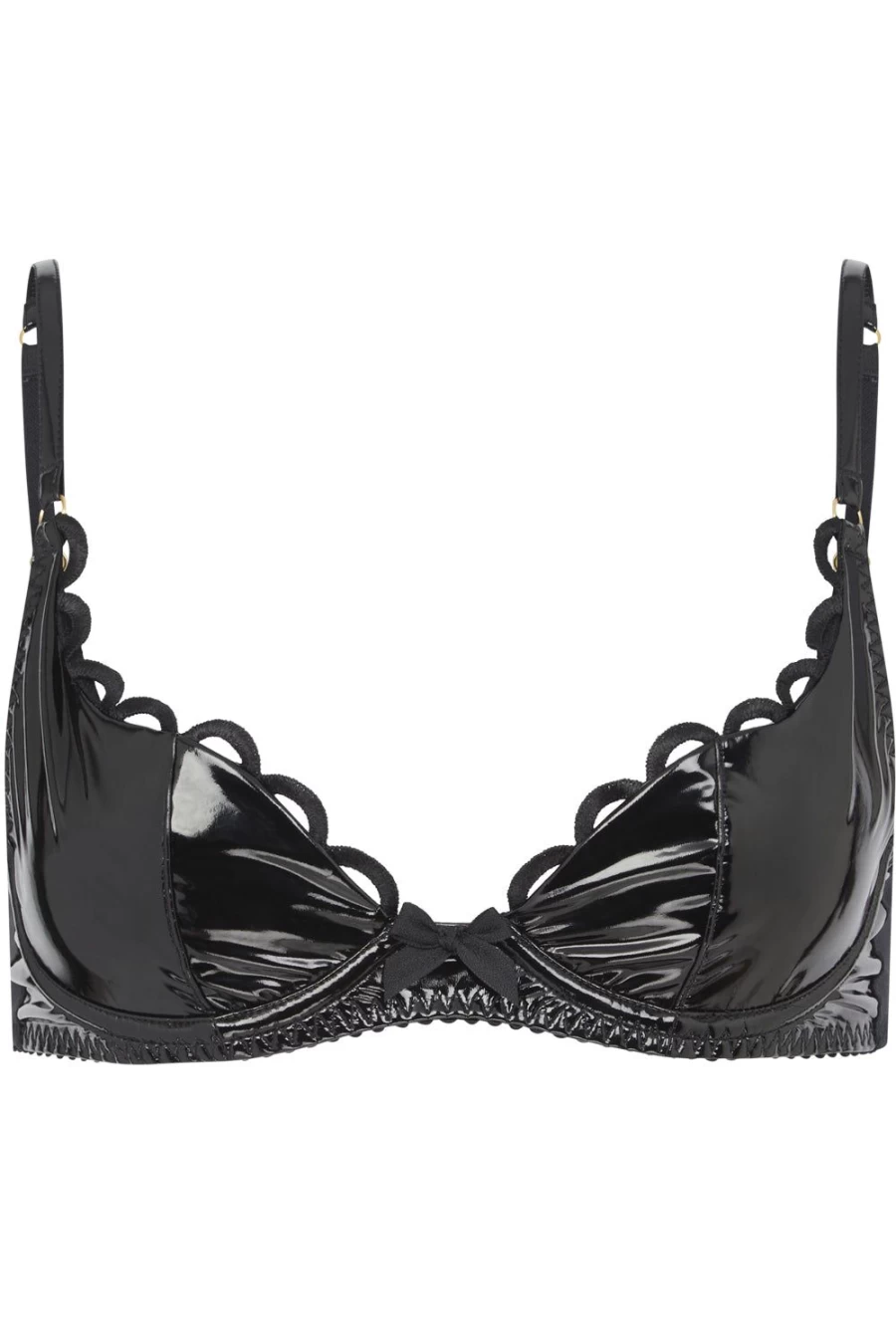 Agent Provocateur Zarya Black PVC Underwired Plunge Bra - Seductive Lingerie