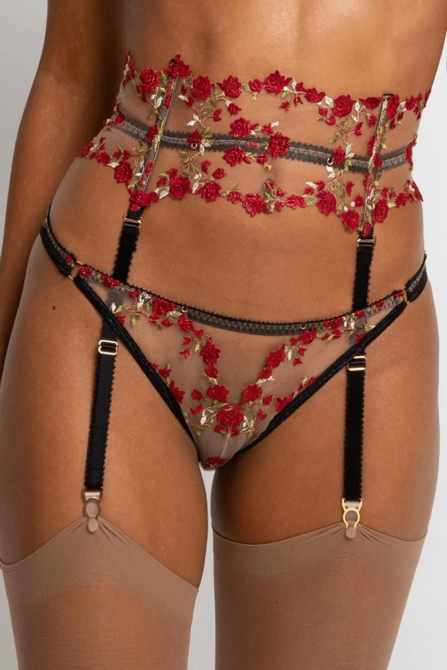 Edge o' Beyond Charlotte En Rouge Brilliant Waspie Corset in Red Rose