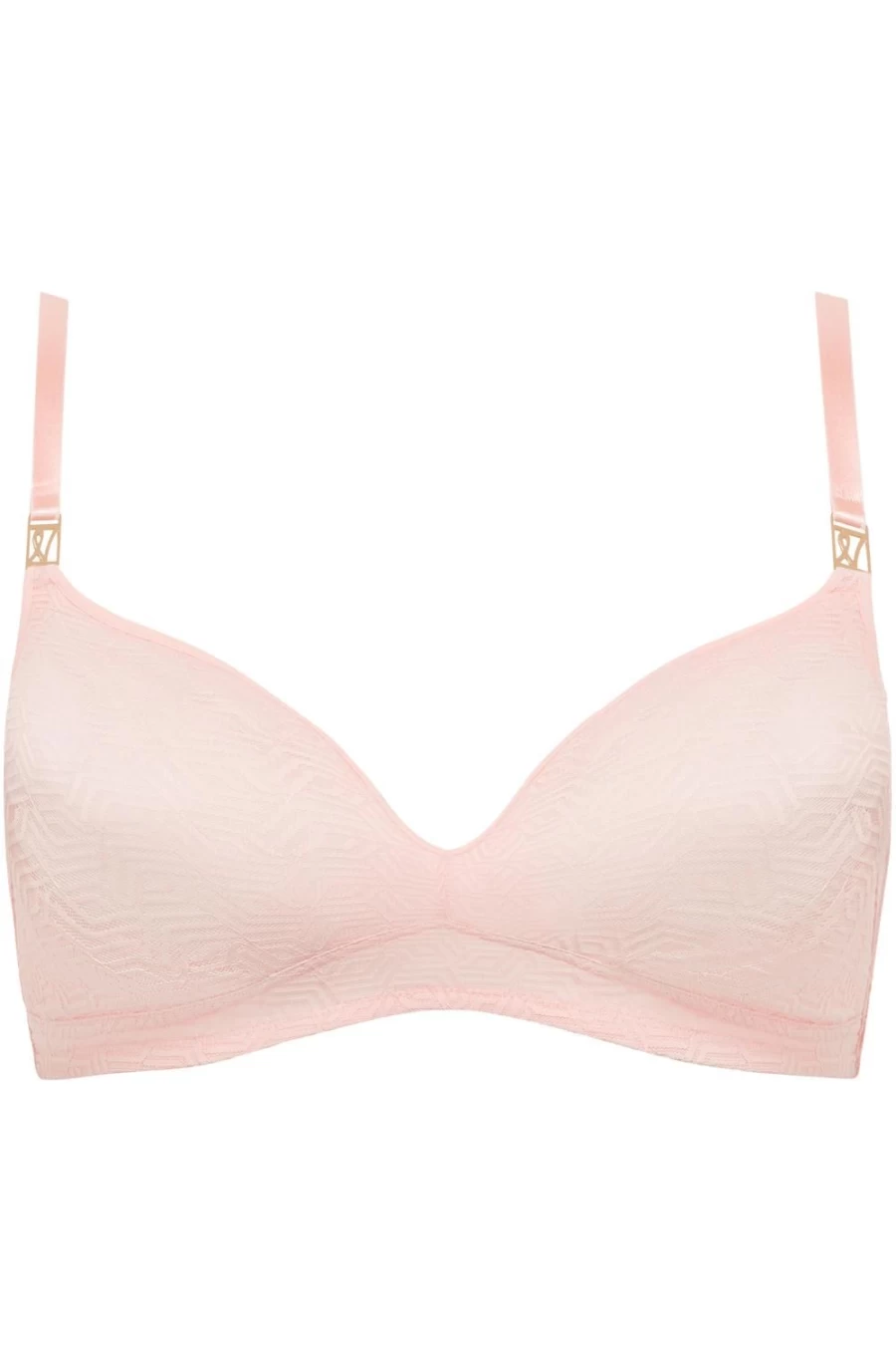 Nudea Sheer Deco Bralette in Blush Pink - Lace Trim Underwire Comfort Bra