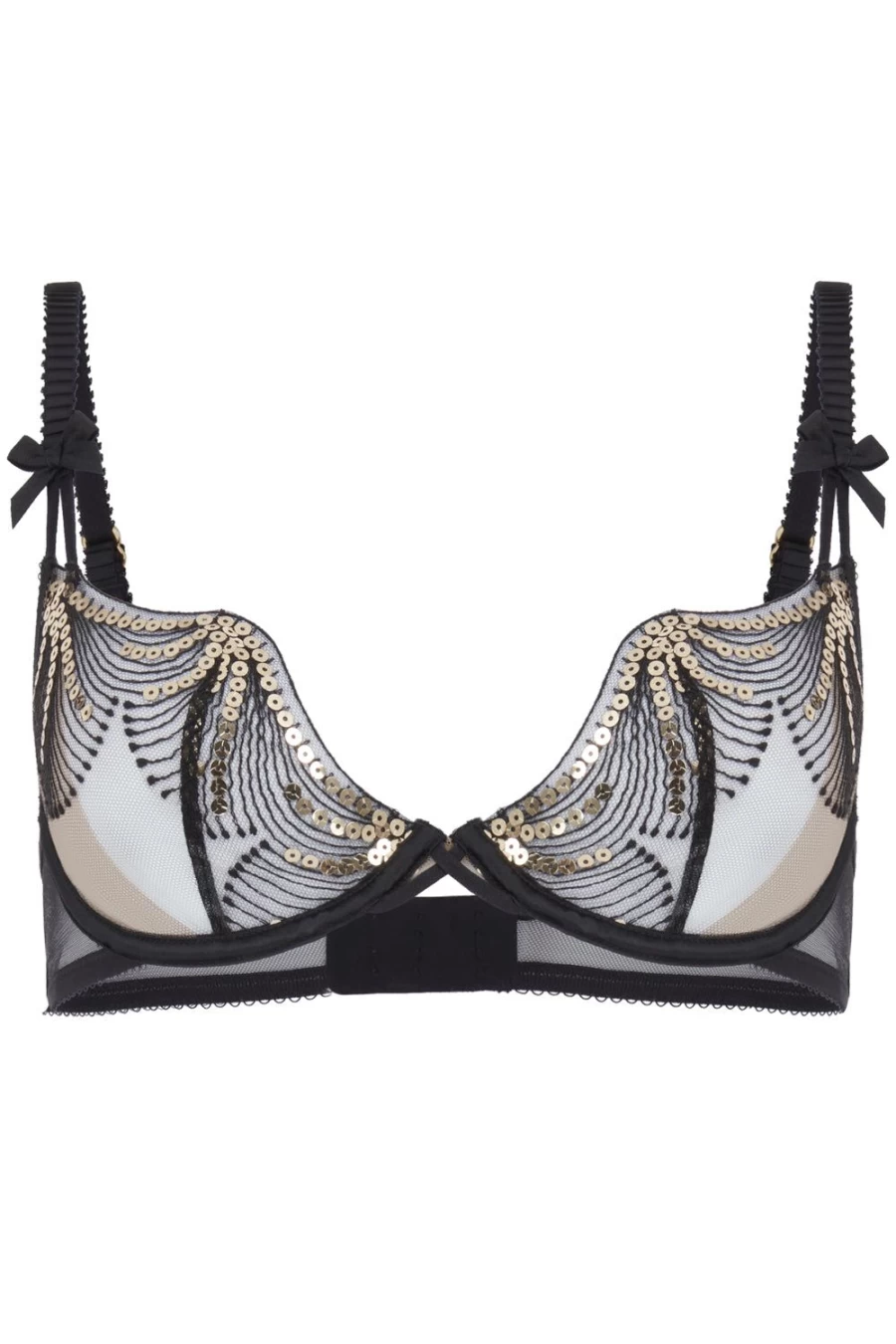 Agent Provocateur Quinny Underwired Plunge Bra in Black & Gold - Sexy Lingerie for Women