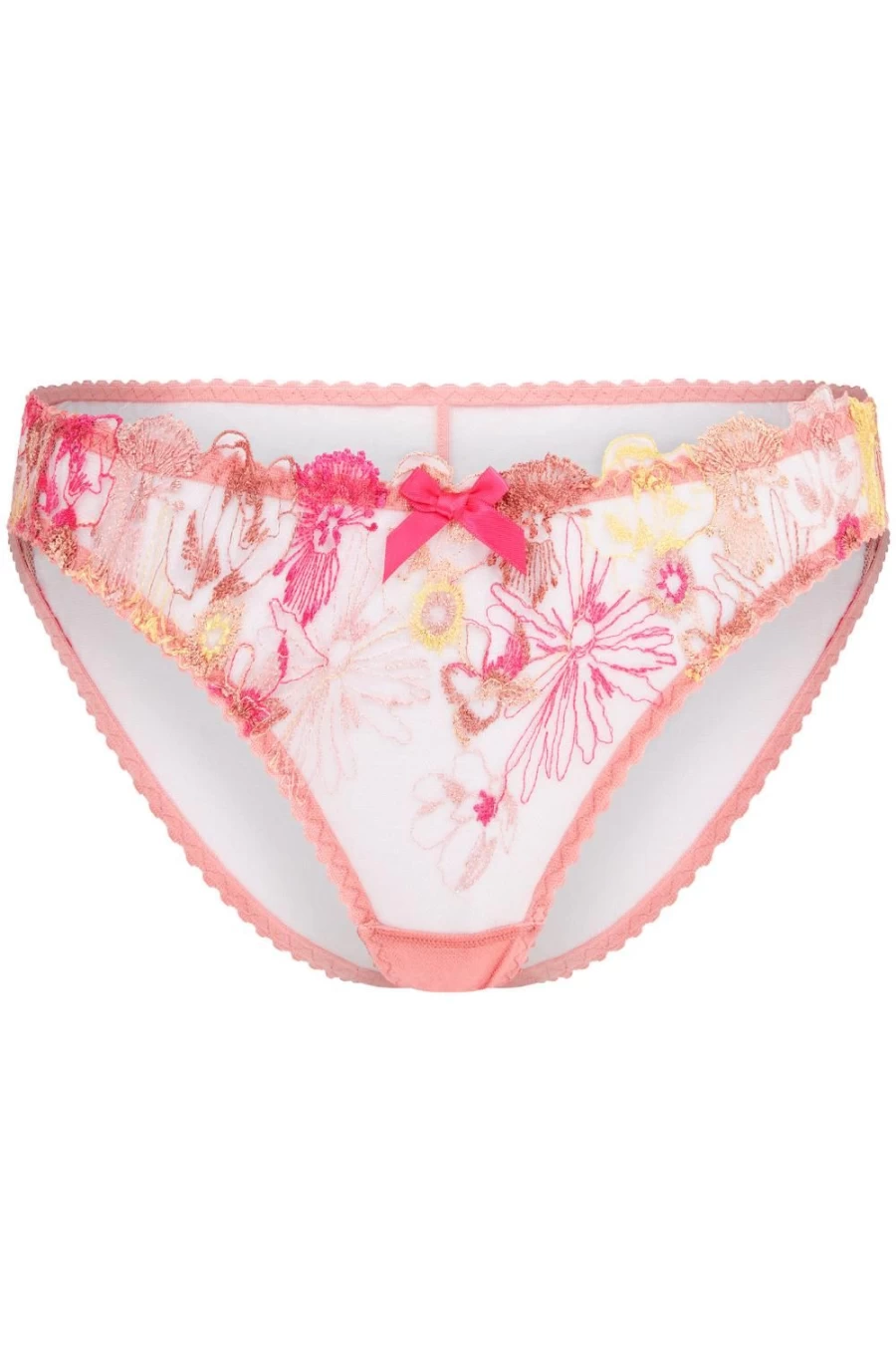 Agent Provocateur Zuri Brief Lingerie in Dusky Pink & Yellow - Luxury Women's Underwear