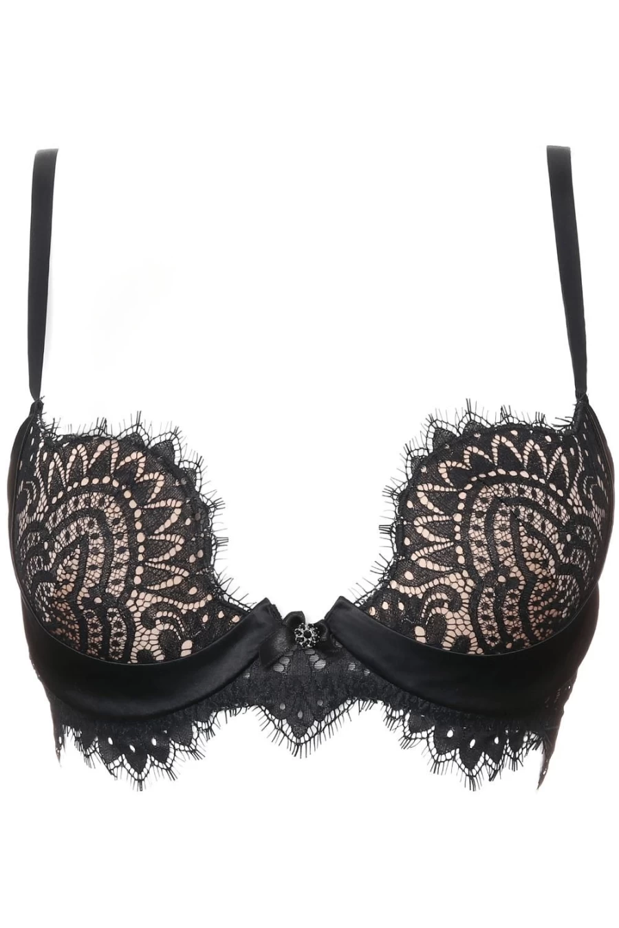 Prelude Black/Nude Push Up Bra - The Black Swan Lifting & Enhancing Underwire Bra
