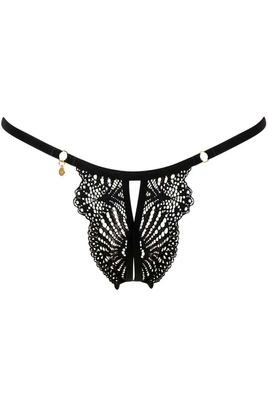 Atelier Amour Black Crotchless Mini Thong - Enlace Moi Lingerie