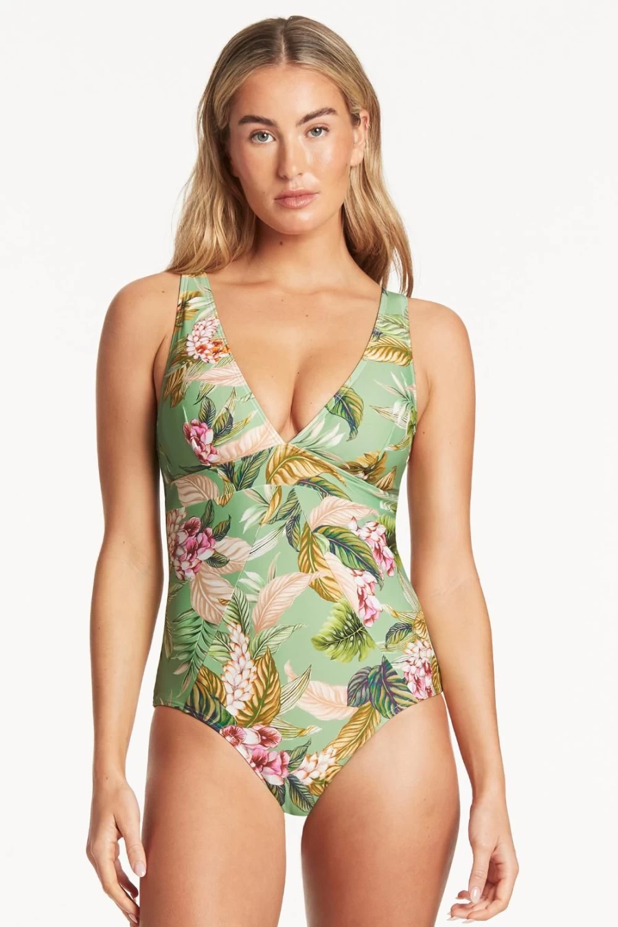 Sea Level Green Lost Paradise Swimsuit for Women - Trendy Tropical Print Bathing Suit