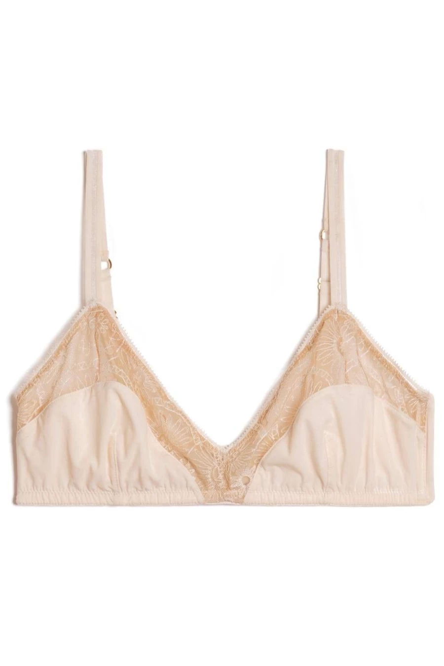 Icone Beige Valeria Triangle Bra - Women's Lace Bralette Comfortable Soft Underwear