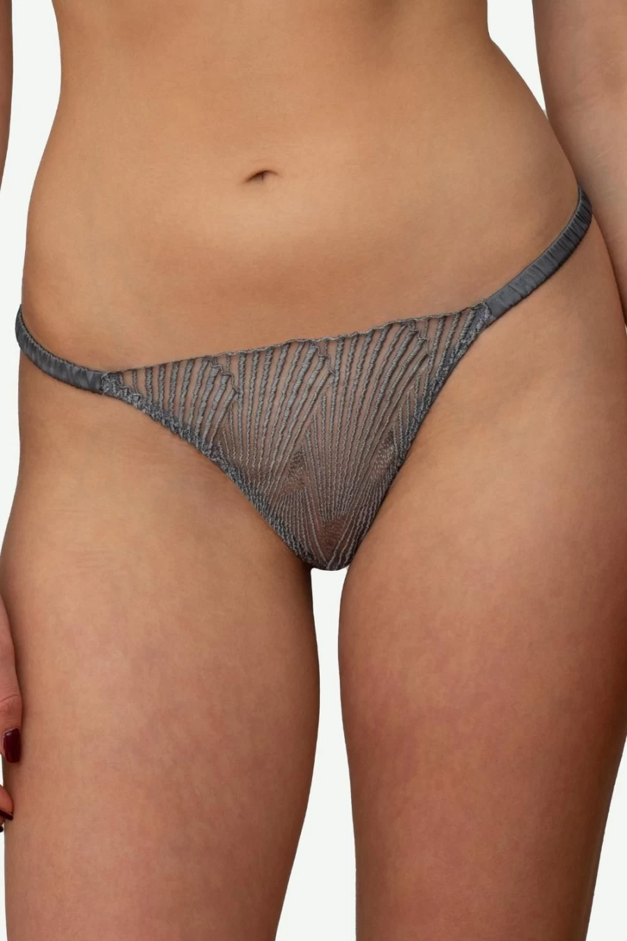 Coco de Mer Athena Silver Open Thong Lingerie