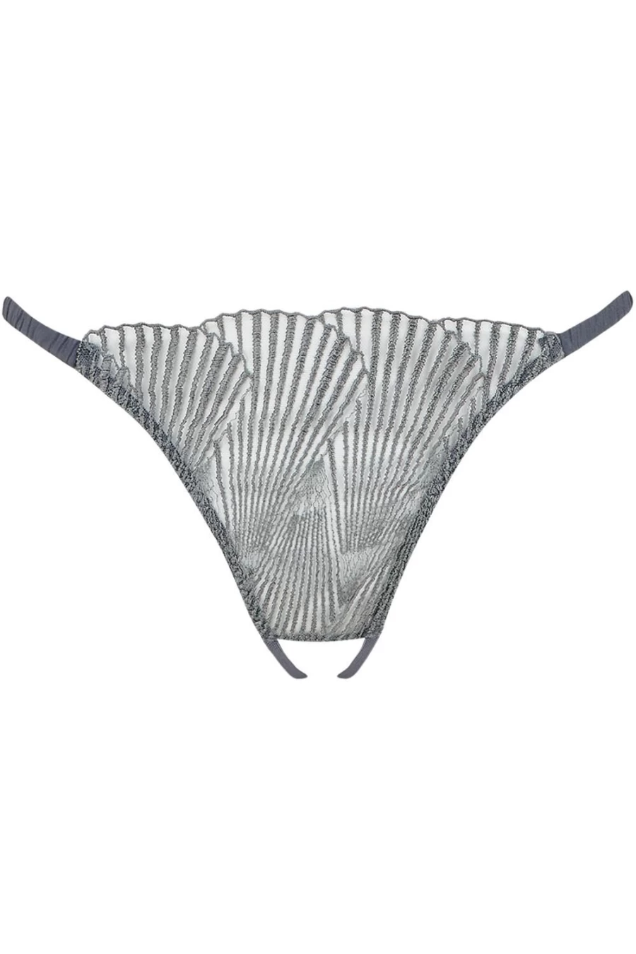 Coco de Mer Athena Silver Open Thong Lingerie