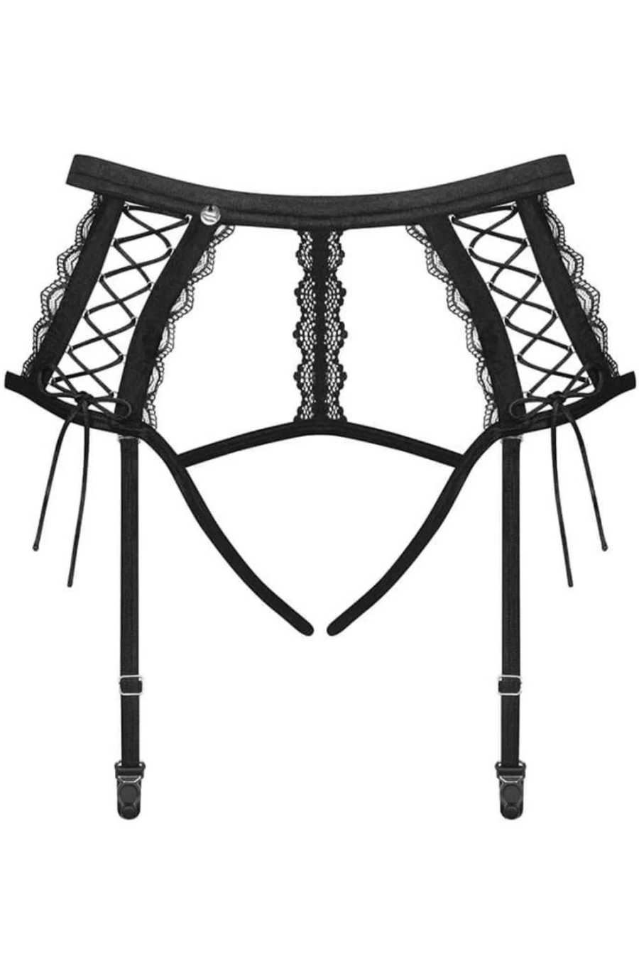 Obsessive Black Bravelle Crotchless Suspender Thong Lingerie for Women