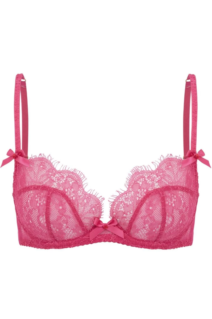 Agent Provocateur Fuchsia Lorna Lace Plunge Underwired Bra - Seductive Lingerie