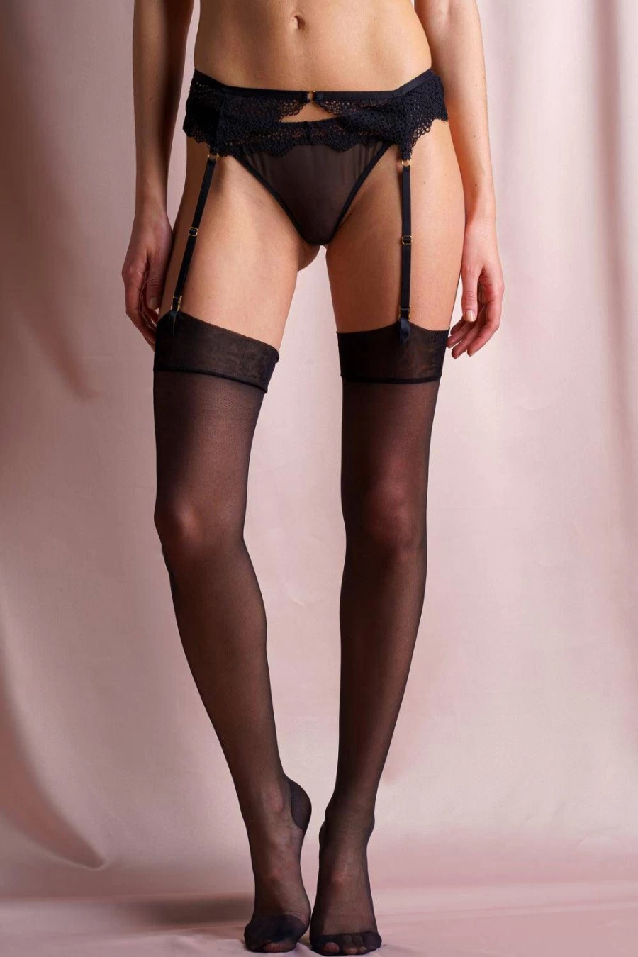 Atelier Amour Black 20 Denier Seamed Nylon Stockings - Insoutenable Legerete Style