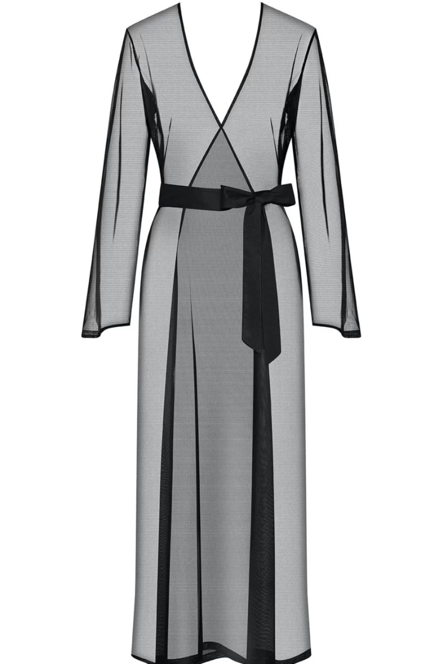 Maison Close Black Sheer Long Kimono - Madame Reve Elegant Lace Robe