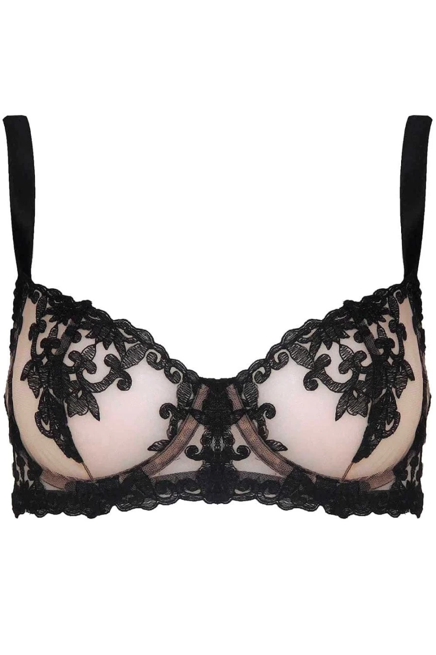 Fleur of England Onyx Black Balcony Bra - Lingerie