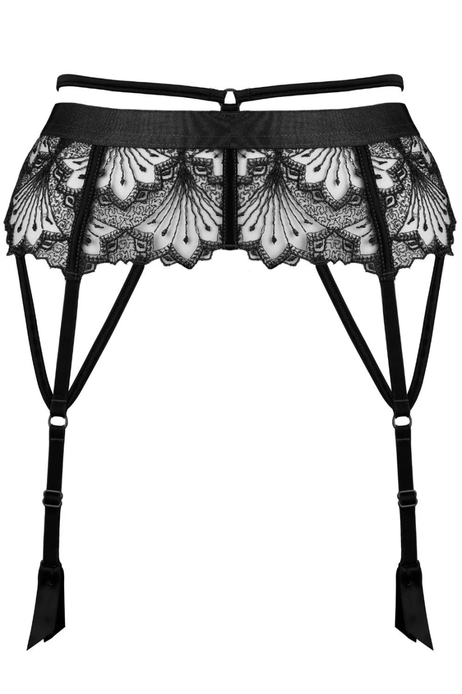 Jolidon Black Suspender Belt for Women - XL (UK 14) - Hotel Desir Style Lingerie Accessory