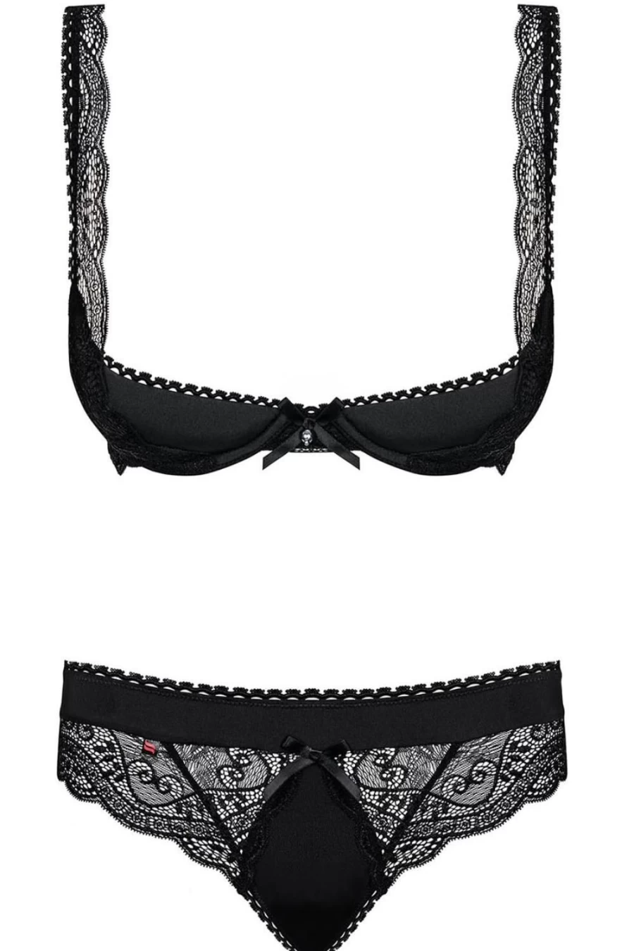 Obsessive Black Miamor Half Cup Bra & Panties Set - Lingerie 2 Piece