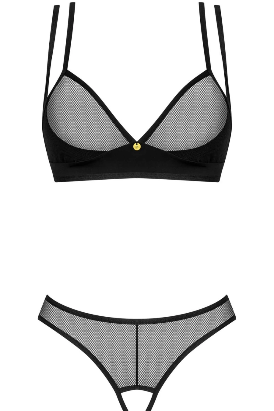 Obsessive Black Nesari Bra & Crotchless Thong Lingerie Set