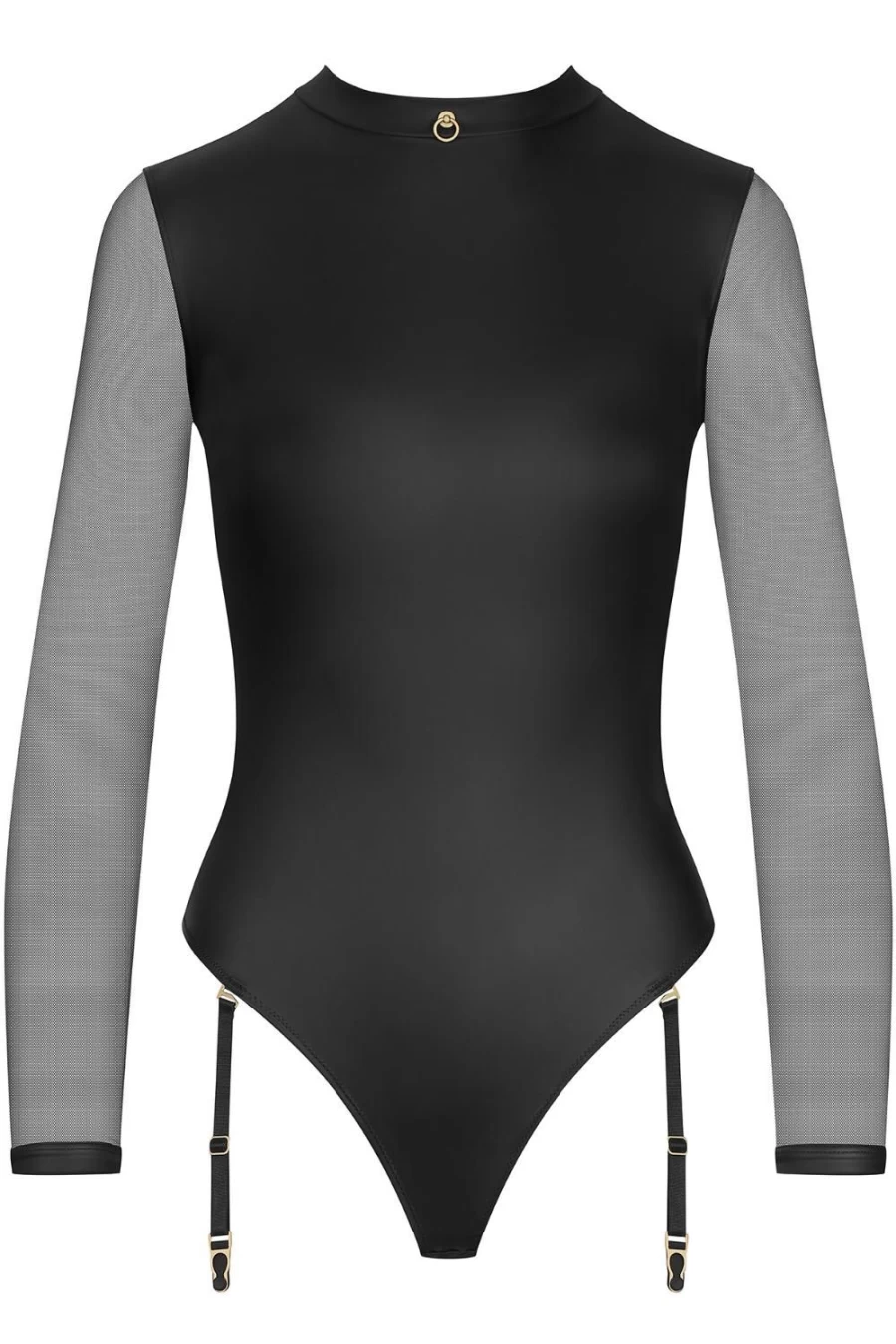 "Maison Close Black Long Sleeved Thong Bodysuit - Chambre Noire Lingerie"