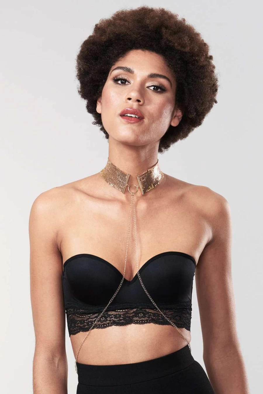 Bijoux Indiscrets Gold Metallic Mesh Chain Collar - Desir Metallique Fashion Necklace