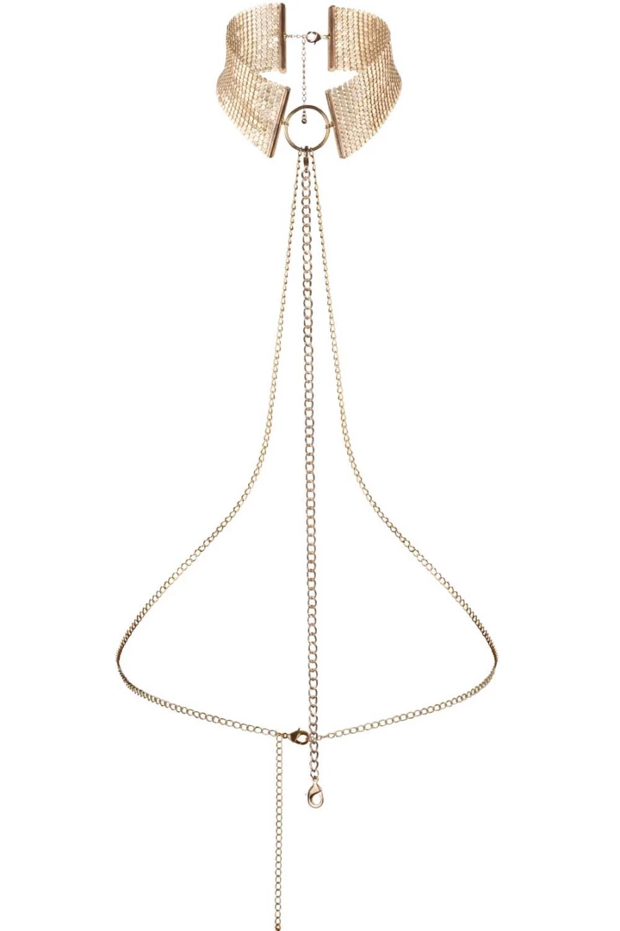 Bijoux Indiscrets Gold Metallic Mesh Chain Collar - Desir Metallique Fashion Necklace