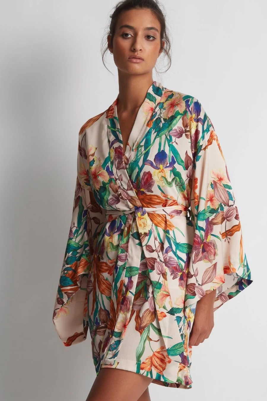 Aubade Eden Folk Kimono - Floral Printed Loose Cover-Up, Size M-L (UK 12-14), Boho Chic Women's Loungewear
