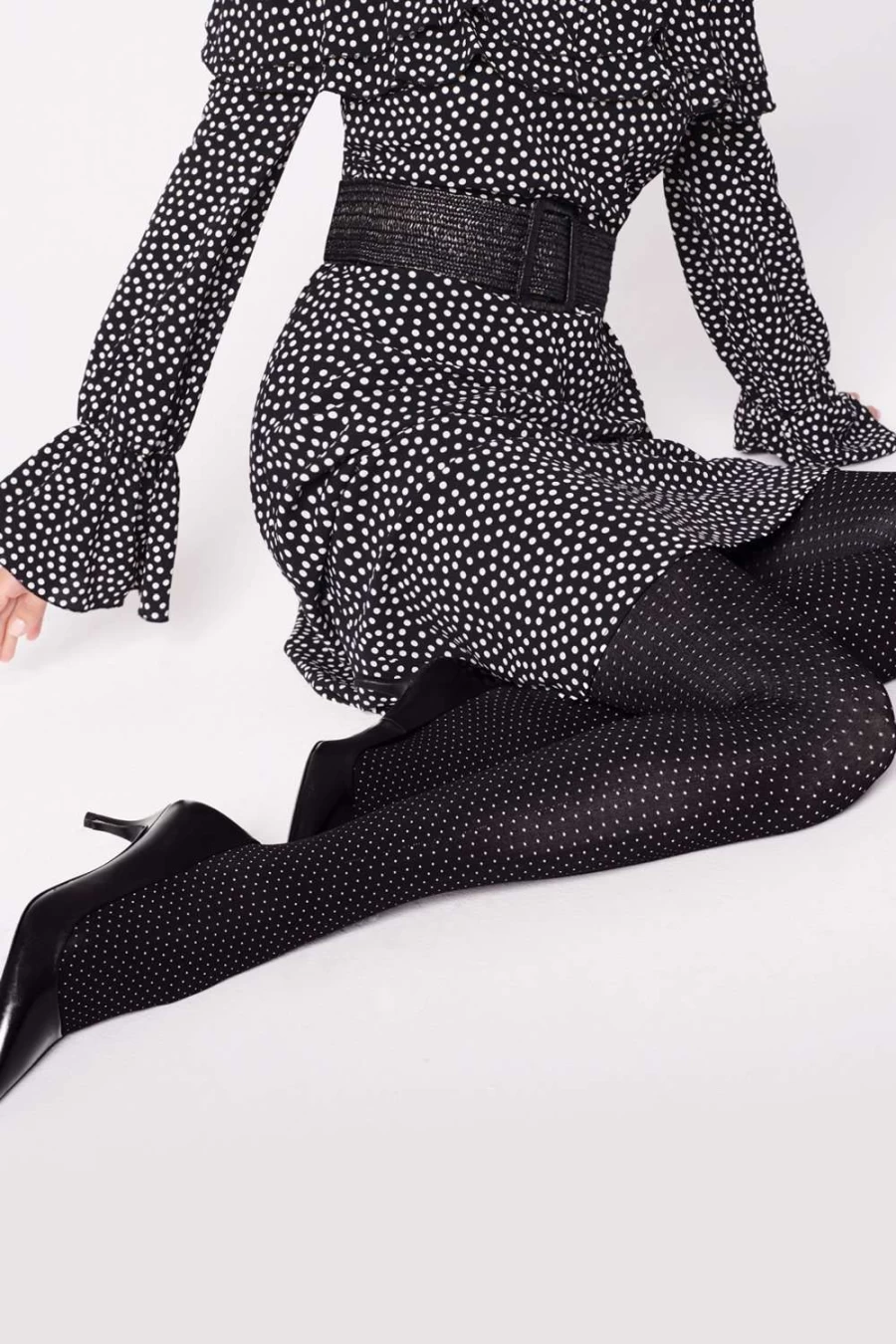 FiORE Buona Sera 40 Denier Tights - Black & White Sheer Pantyhose for Women