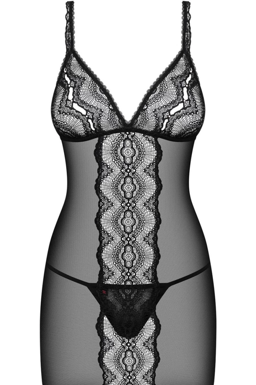 Obsessive Black Lucita Chemise & Thong Lingerie Set