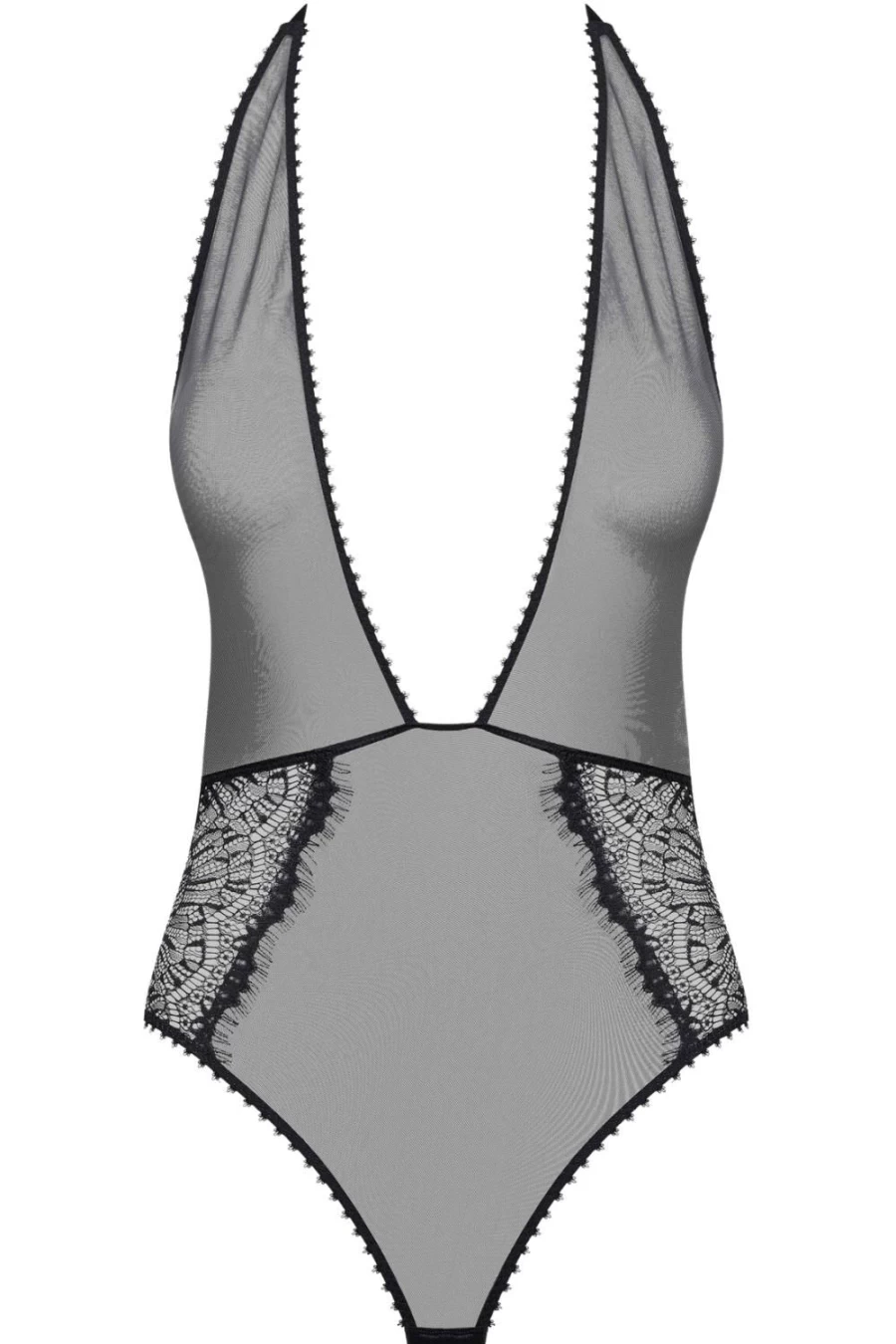 Maison Close Black Accroche Coeur Thong Bodysuit - Lingerie & Lace Bodysuit for Women