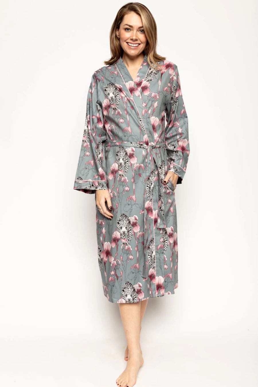 Cyberjammies Leopard Print Long Dressing Gown - Multi Color Cozy Women's Robe