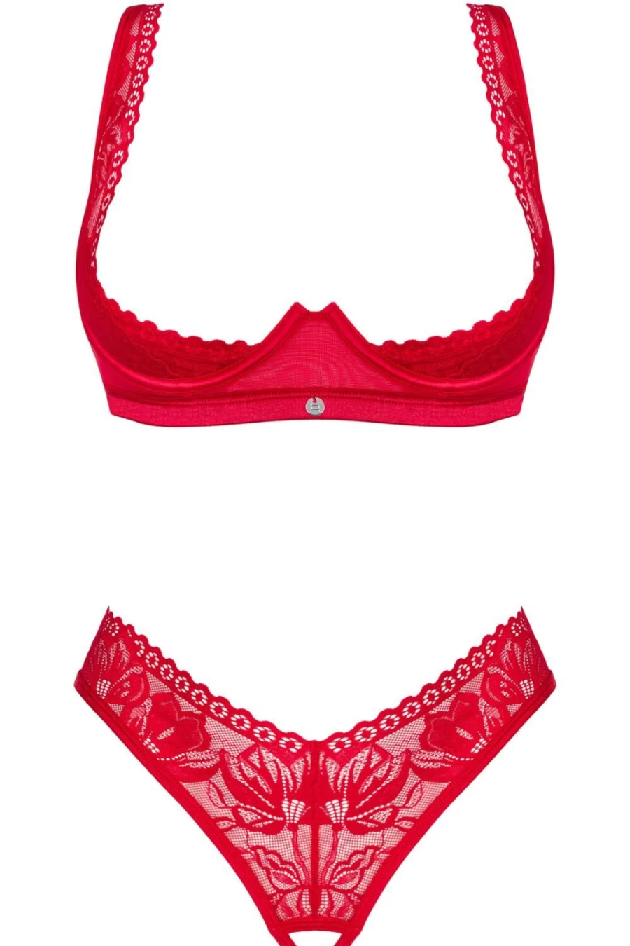 Obsessive Red Lace Open Bra & Thong Set - Lacelove Seductive Lingerie