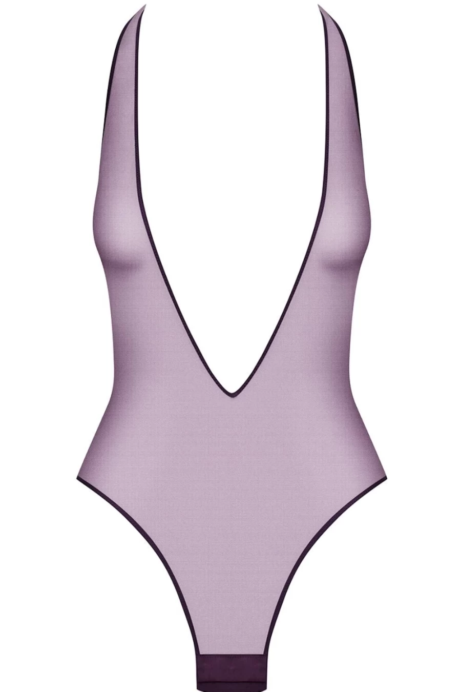 Maison Close Purple L'Amoureuse V-Neck Thong Bodysuit - Elegant Lingerie