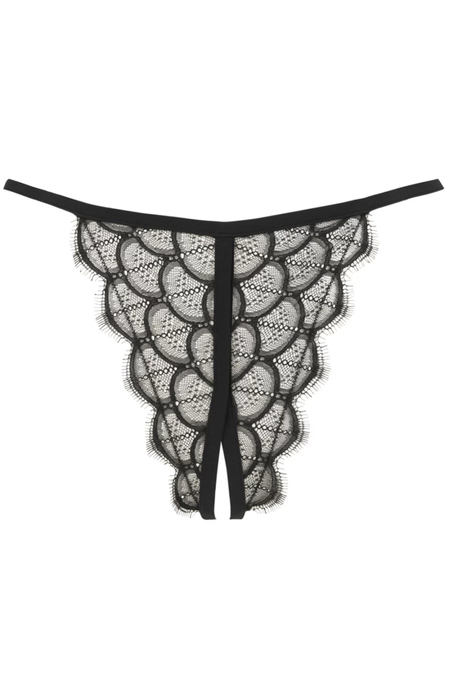 Atelier Amour Mystic Shadow Black Open Thong - Sensual Lingerie for Women