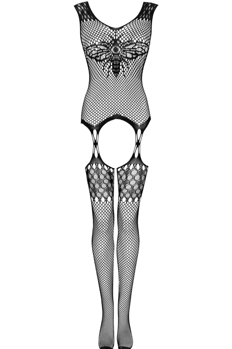 Obsessive G323 Black Bodystocking - Stretchable Lace Full-Body Lingerie for Women