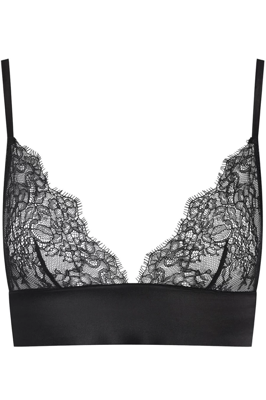 Maison Close Black Rendez-Vous Silk & Lace Triangle Bustier Bra - Luxury Lingerie