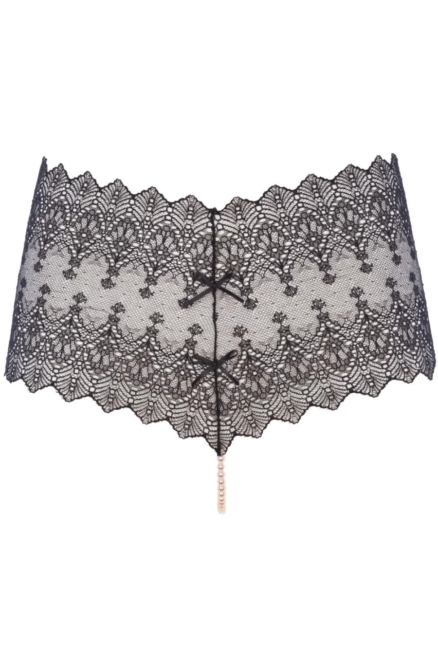 Bracli Black Geneva Pearl Panty - Elegant Lace Underwear for Women