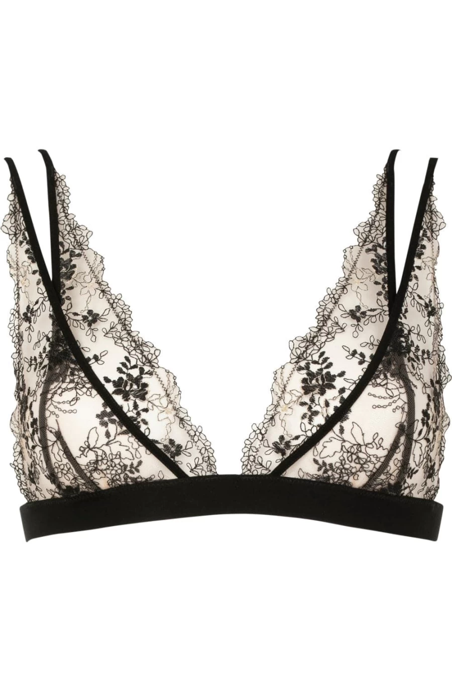 Atelier Amour Apres Minuit Triangle Bra - Nude & Black Lace Bralette