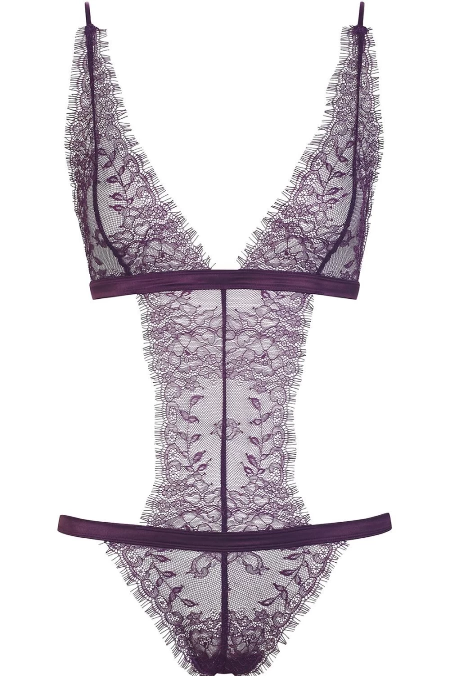 Maison Close Purple Villa Satine Thong Bodysuit - Luxury Lingerie