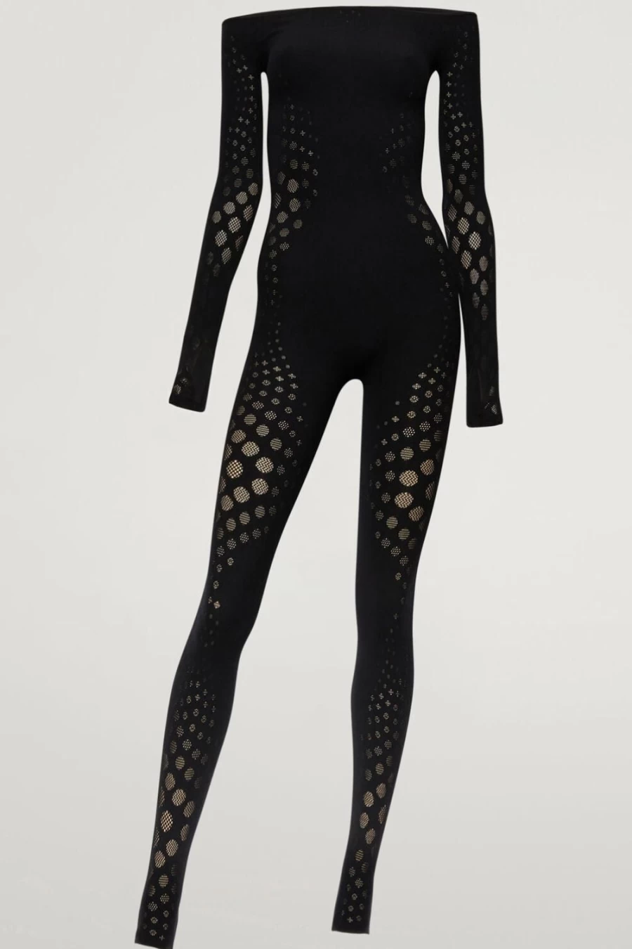 Wolford Black Dots Illusion Net Jumpsuit - Stylish Mesh Bodysuit for Women