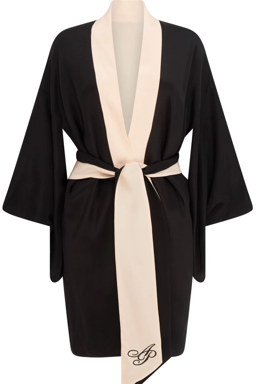 Agent Provocateur Black Pink Silk Kimono Robe - Women's Size M-L (UK 14-18) Luxury Lingerie Cover Up