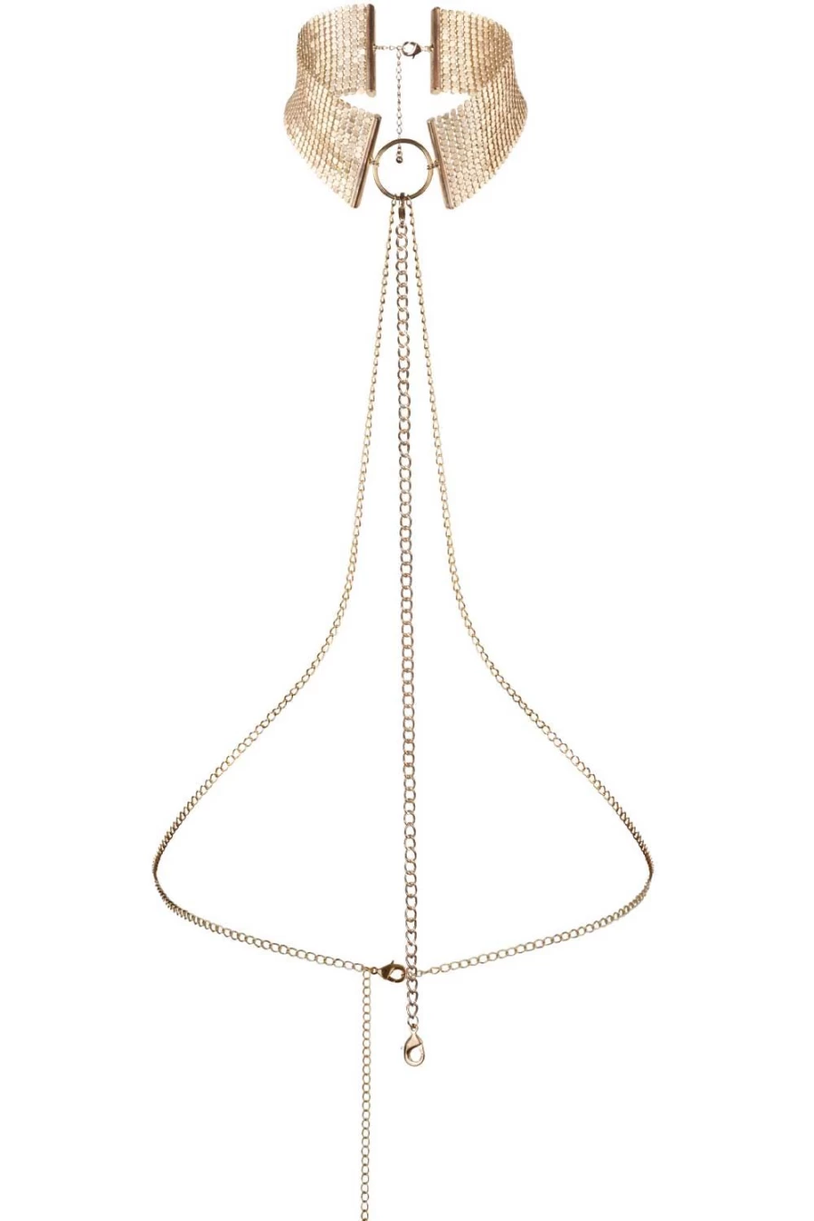 Bijoux Indiscrets Gold Metallic Mesh Chain Collar - Desir Metallique Choker Necklace