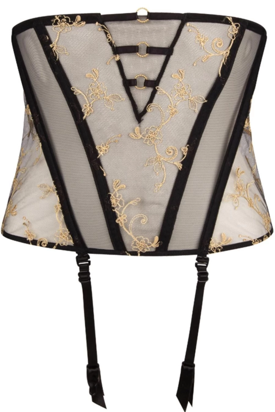 Lise Charmel Deesse En Glam Waspie Corset in Black & Gold - Luxury Lingerie Corset Belt