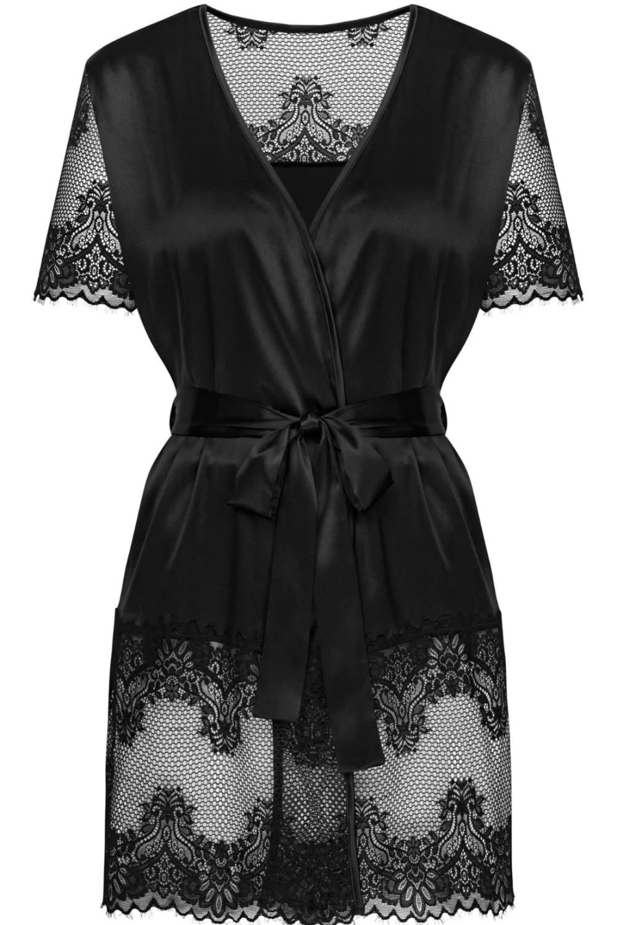 Obsessive Black Satin Peignoir - Maderris Style Luxe Loungewear for Women