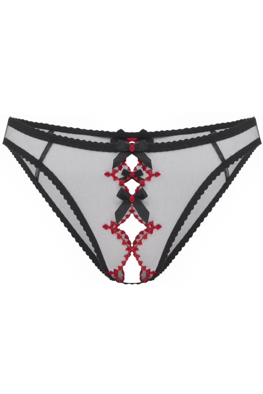 Agent Provocateur Lorna Heart Ouvert Lingerie Set - Black & Red Lace Bra and Panty