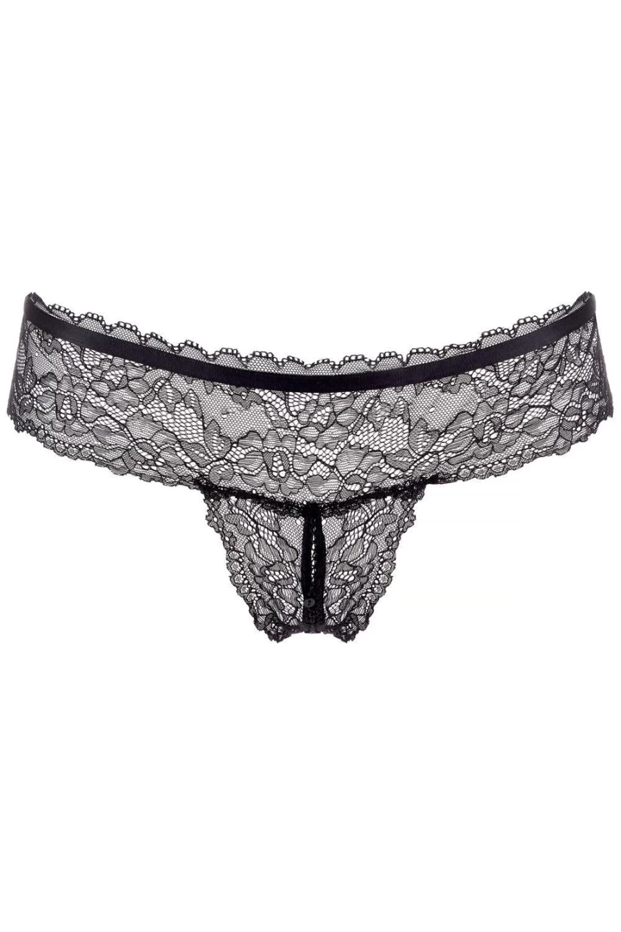 Maison Close Black Lace Openable Tanga - Le Petit Secret