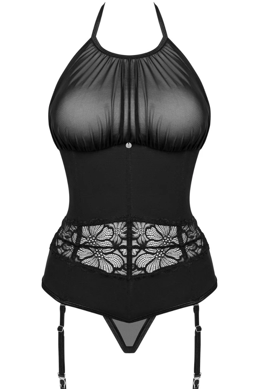 Obsessive Black Serafia Corset & Thong Lingerie Set