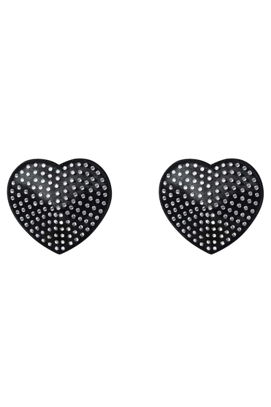 Obsessive Black A750 Crystal Heart Nipple Covers - Adhesive, Reusable, Invisible Pasties for Women