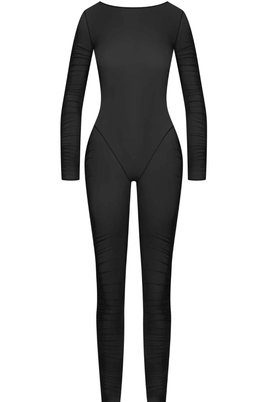 Maison Close Black Nuit Fauve Long Sleeve Backless Catsuit for Women