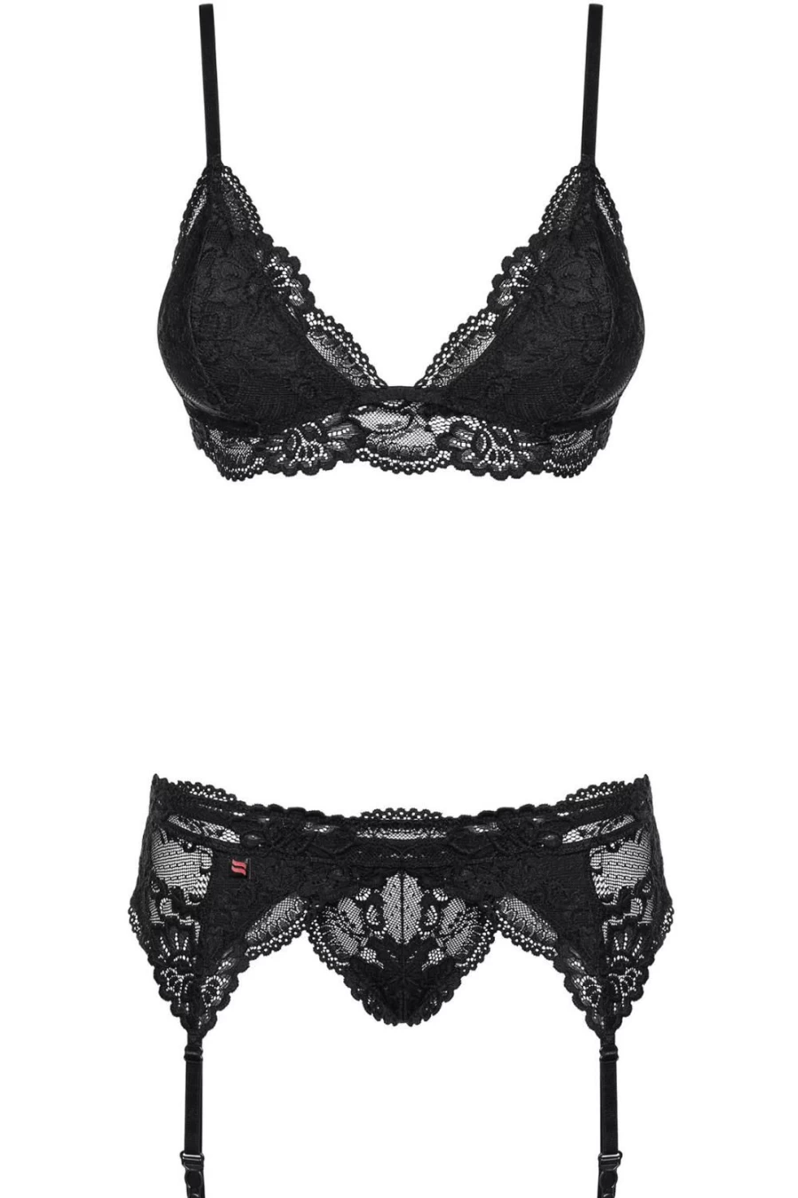 Obsessive Black 810 Lingerie Set - Bra, Thong & Garter Belt for Women
